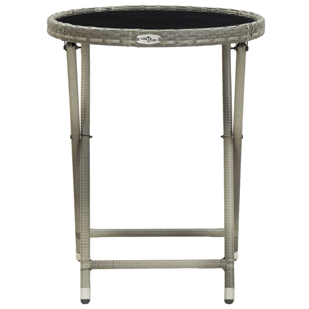 Tavolino da Caffè Grigio 60 cm in Polyrattan e Vetro Temperato - homemem39