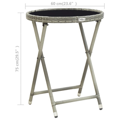 Tavolino da Caffè Grigio 60 cm in Polyrattan e Vetro Temperato - homemem39