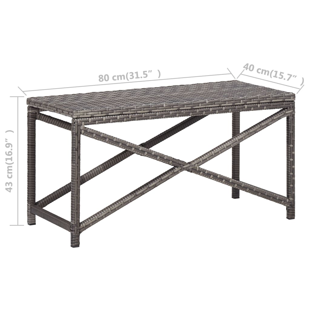 Panchina da Giardino 80 cm in Polyrattan Grigio - homemem39