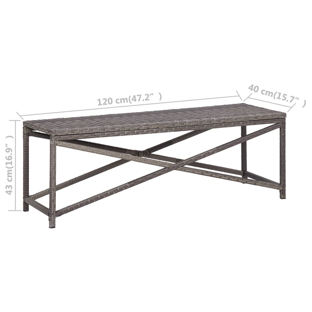 Panchina da Giardino 120 cm in Polyrattan Grigio - homemem39