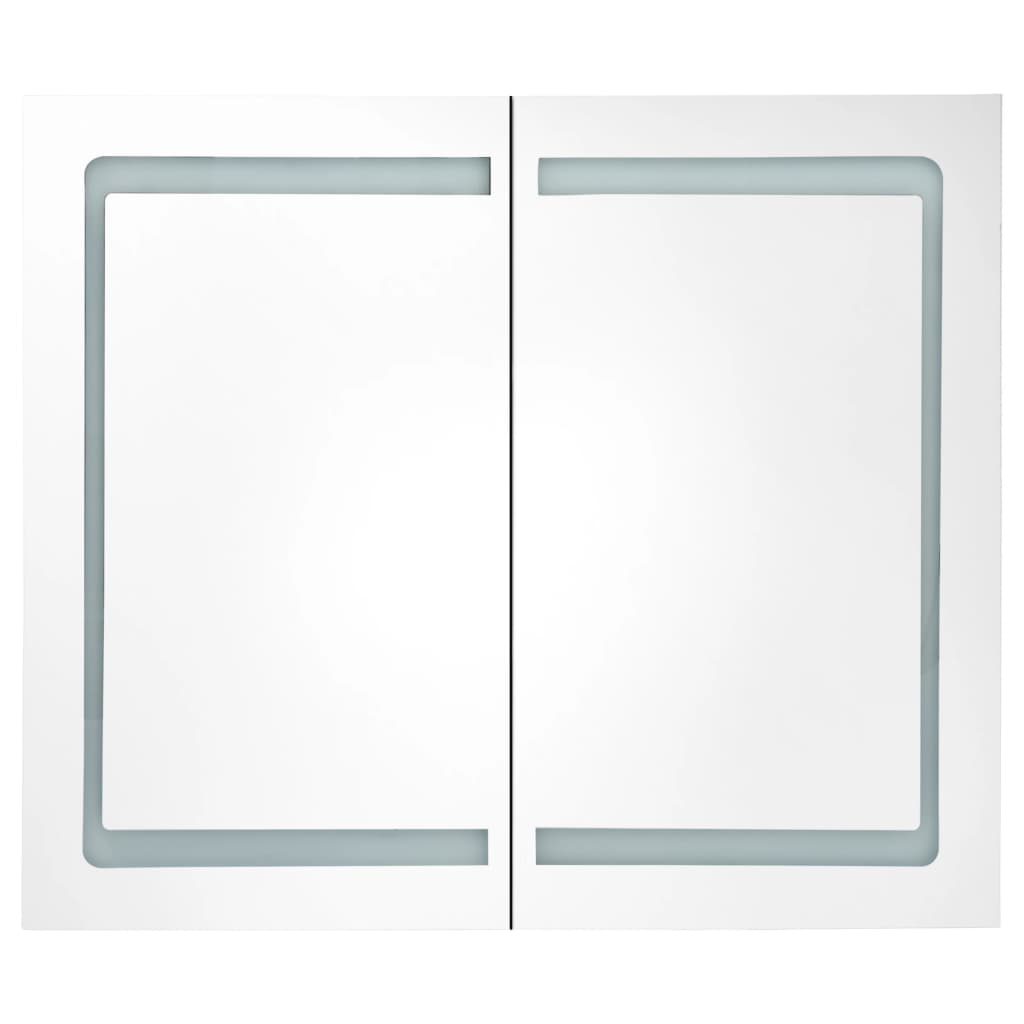 Armadietto Bagno con Specchio e LED 80x12,2x68 cm - homemem39