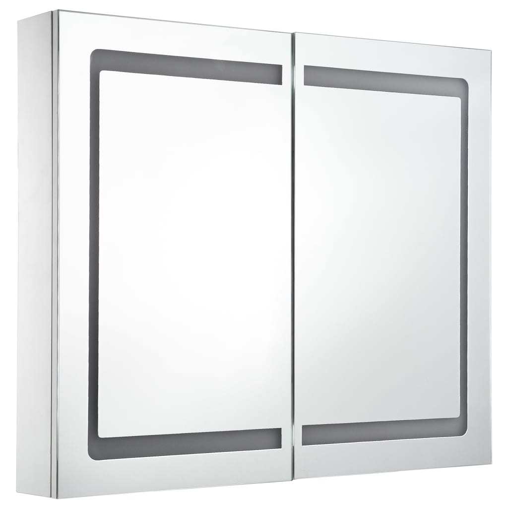 Armadietto Bagno con Specchio e LED 80x12,2x68 cm - homemem39