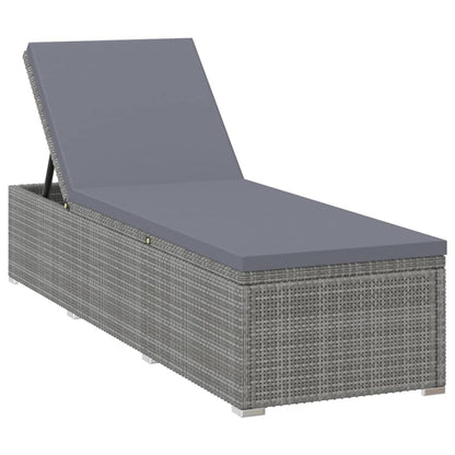 Lettino Prendisole con Cuscino in Polyrattan Grigio - homemem39