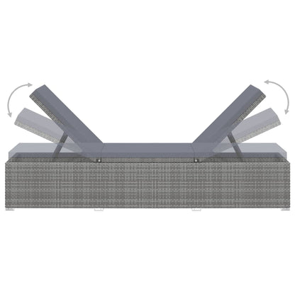 Lettino Prendisole con Cuscino in Polyrattan Grigio - homemem39