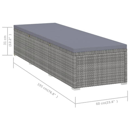 Lettino Prendisole con Cuscino in Polyrattan Grigio - homemem39