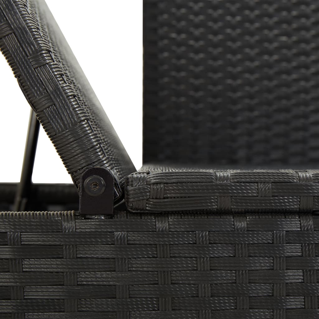 Lettino Prendisole con Cuscini in Polyrattan Nero - homemem39