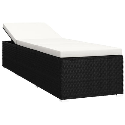 Lettino Prendisole Cuscino e Tavolino Polyrattan Bianco Crema - homemem39