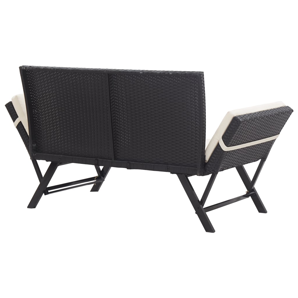 Panchina da Giardino con Cuscini 176 cm Nera in Polyrattan - homemem39