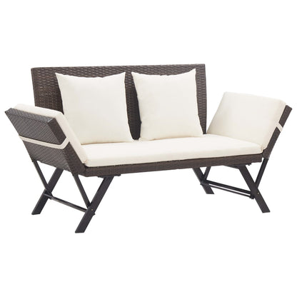 Panchina da Giardino con Cuscini 176 cm Marrone in Polyrattan - homemem39