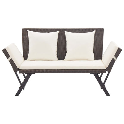 Panchina da Giardino con Cuscini 176 cm Marrone in Polyrattan - homemem39