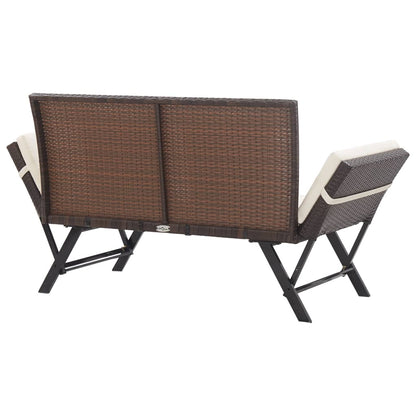 Panchina da Giardino con Cuscini 176 cm Marrone in Polyrattan - homemem39