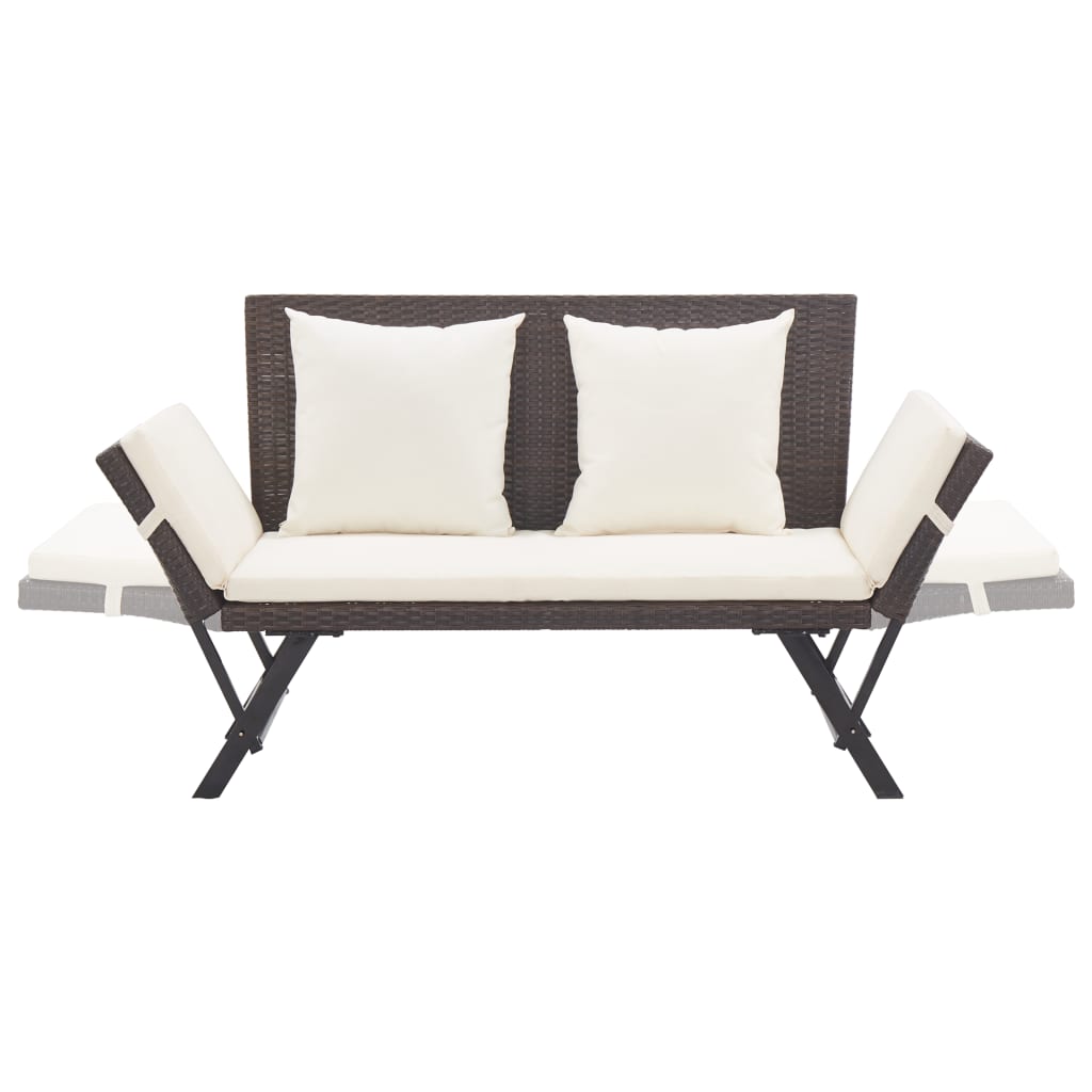 Panchina da Giardino con Cuscini 176 cm Marrone in Polyrattan - homemem39