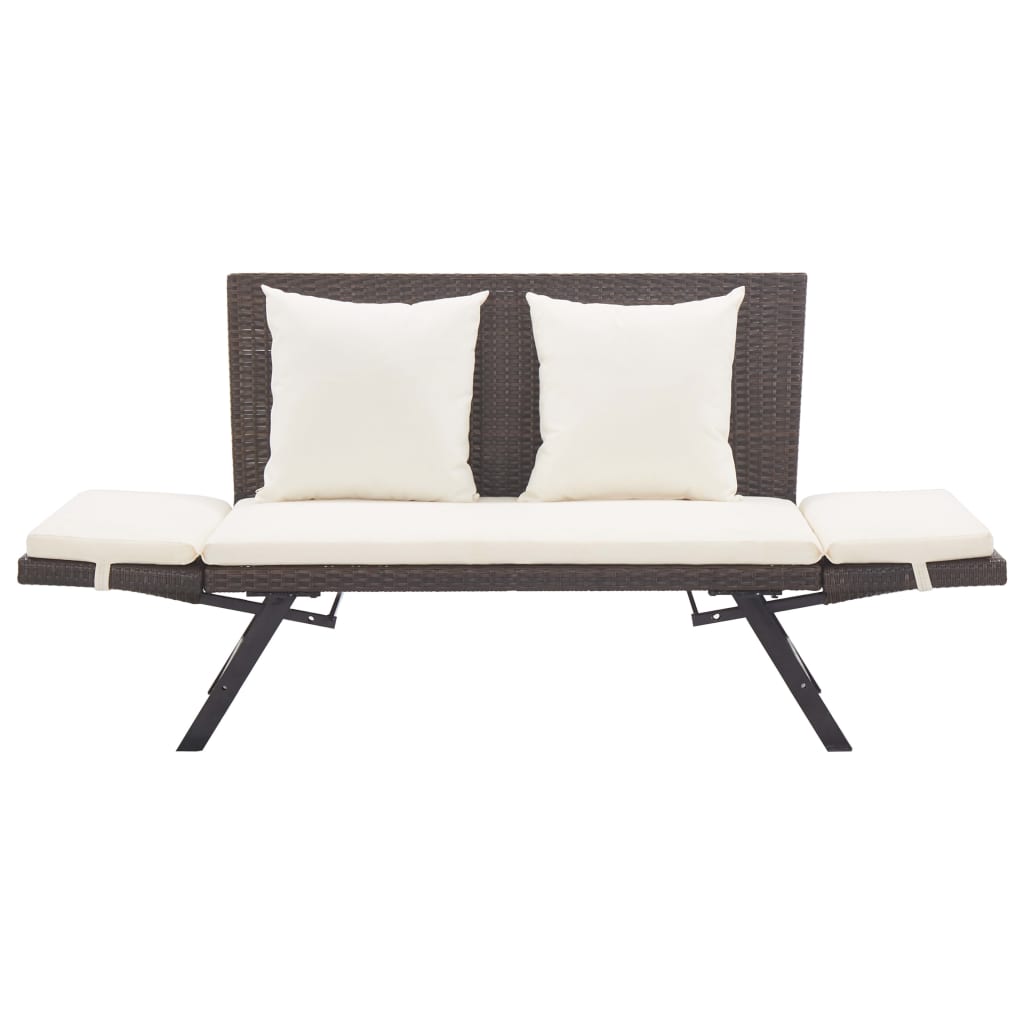 Panchina da Giardino con Cuscini 176 cm Marrone in Polyrattan - homemem39