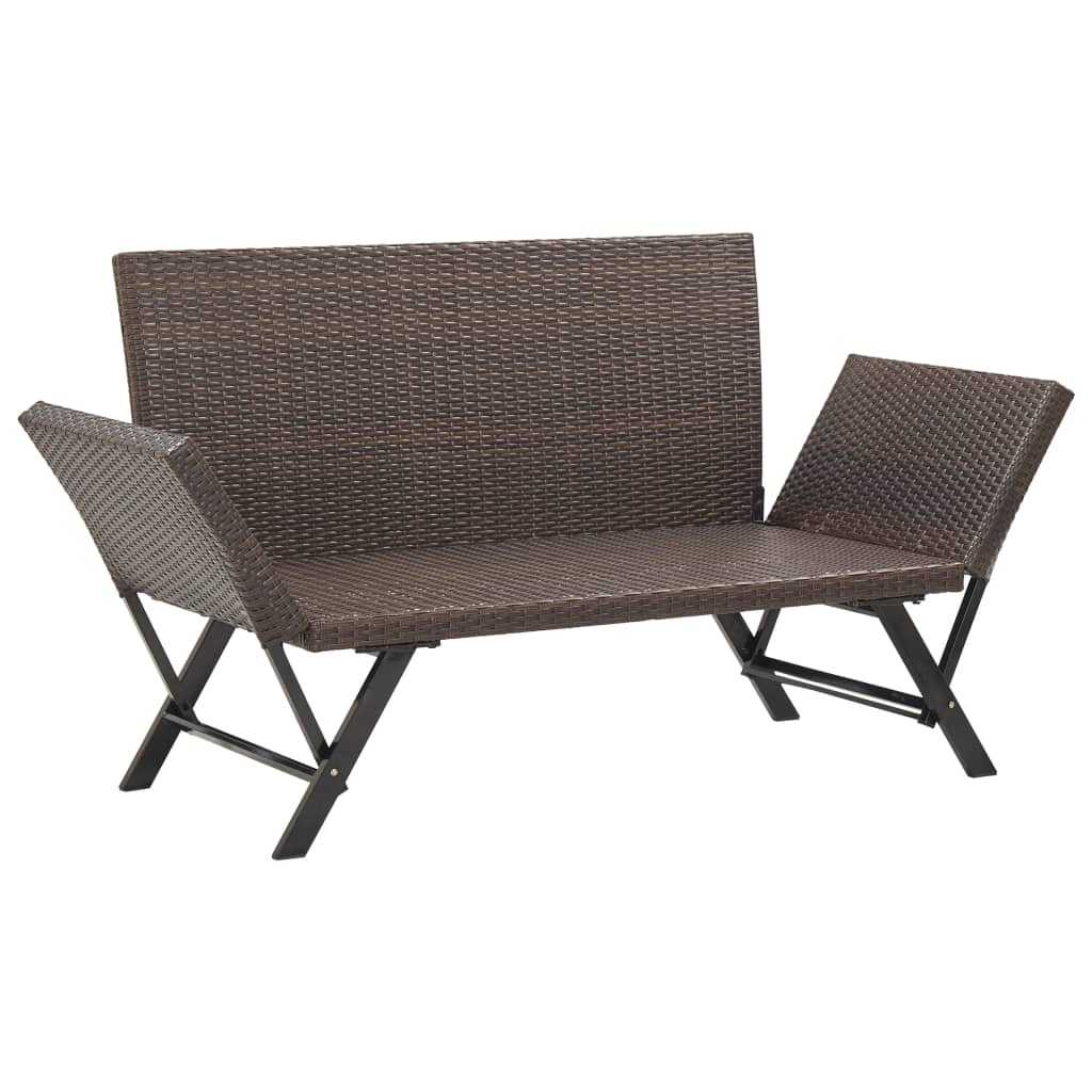 Panchina da Giardino con Cuscini 176 cm Marrone in Polyrattan - homemem39