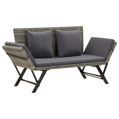 Panchina da Giardino con Cuscini 176 cm in Polyrattan Grigio - homemem39