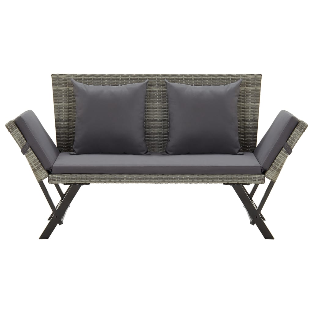 Panchina da Giardino con Cuscini 176 cm in Polyrattan Grigio - homemem39