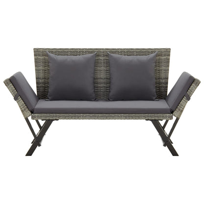 Panchina da Giardino con Cuscini 176 cm in Polyrattan Grigio - homemem39