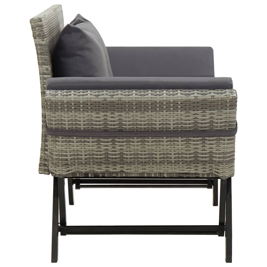 Panchina da Giardino con Cuscini 176 cm in Polyrattan Grigio - homemem39