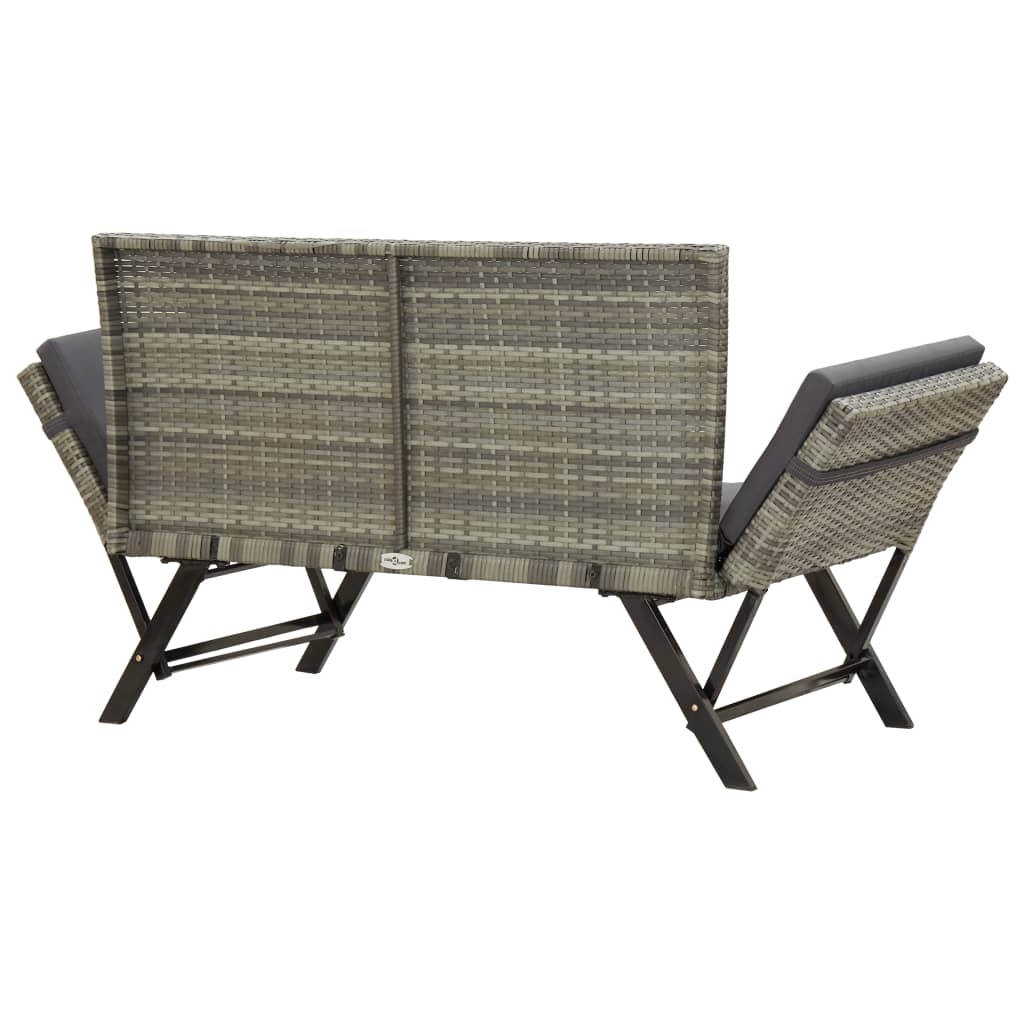 Panchina da Giardino con Cuscini 176 cm in Polyrattan Grigio - homemem39