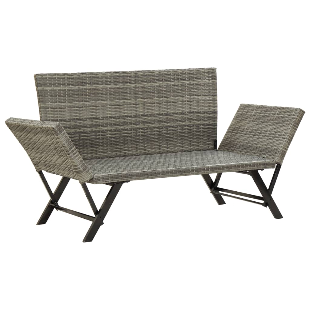 Panchina da Giardino con Cuscini 176 cm in Polyrattan Grigio - homemem39