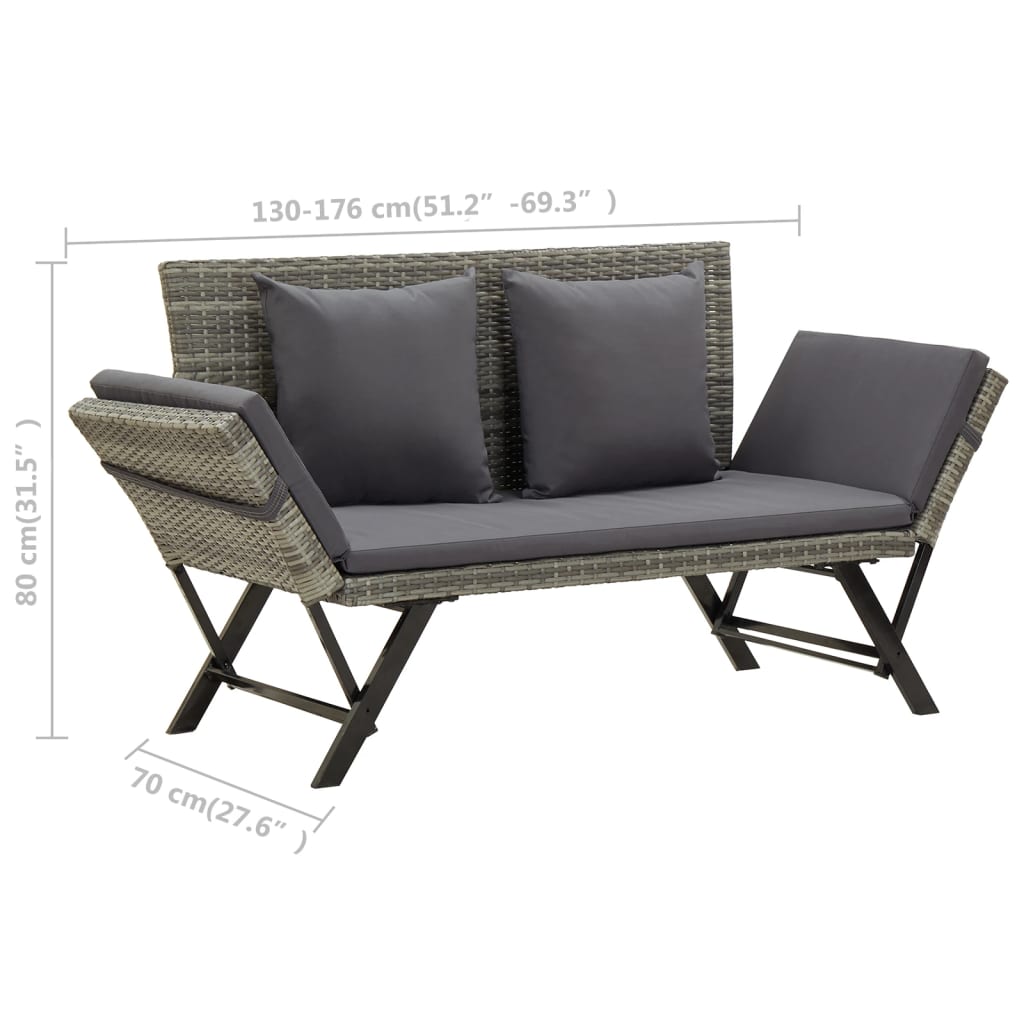 Panchina da Giardino con Cuscini 176 cm in Polyrattan Grigio - homemem39