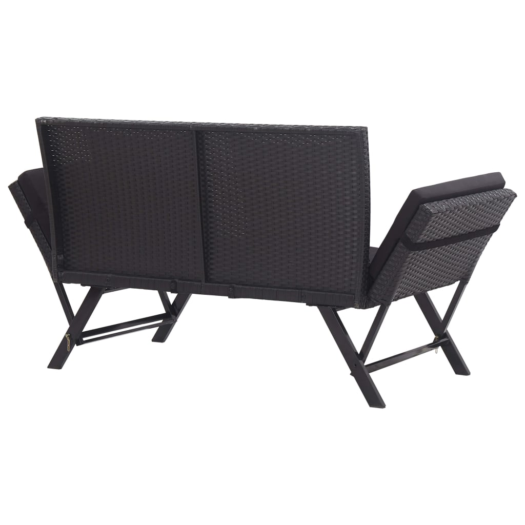 Panchina da Giardino con Cuscini 176 cm Nera in Polyrattan - homemem39