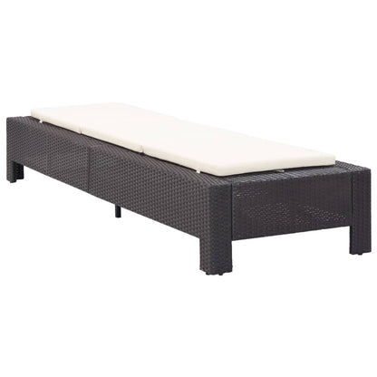 Lettino Prendisole con Cuscino Nero in Polyrattan - homemem39