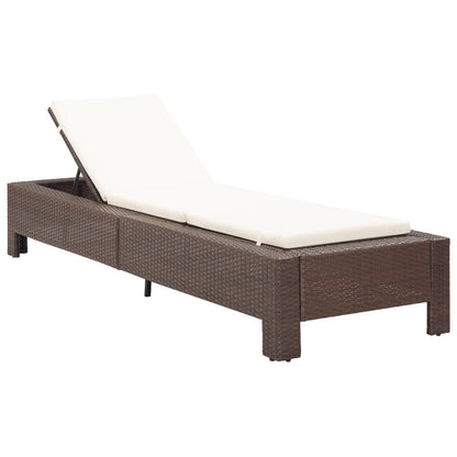 Lettino Prendisole con Cuscino Marrone in Polyrattan - homemem39