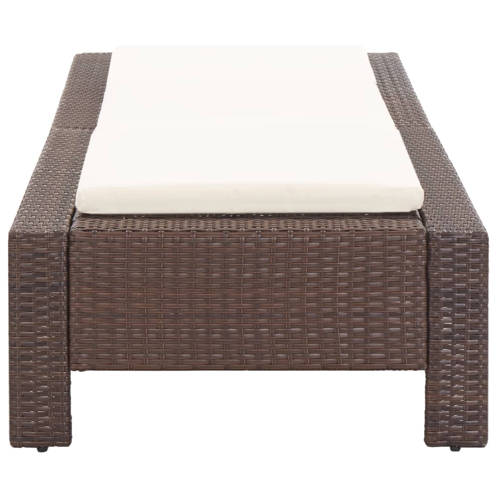 Lettino Prendisole con Cuscino Marrone in Polyrattan - homemem39