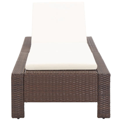 Lettino Prendisole con Cuscino Marrone in Polyrattan - homemem39