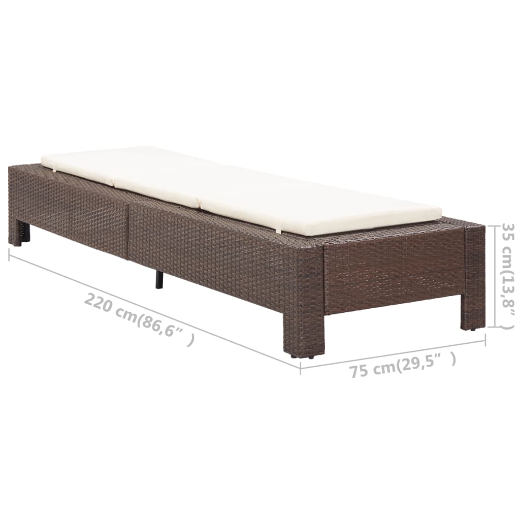 Lettino Prendisole con Cuscino Marrone in Polyrattan - homemem39