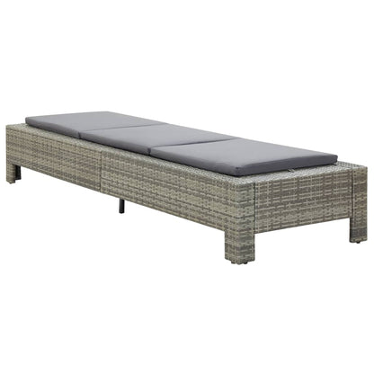 Lettino Prendisole con Cuscino in Polyrattan Grigio - homemem39