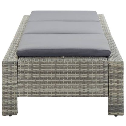 Lettino Prendisole con Cuscino in Polyrattan Grigio - homemem39