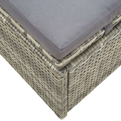 Lettino Prendisole con Cuscino in Polyrattan Grigio - homemem39