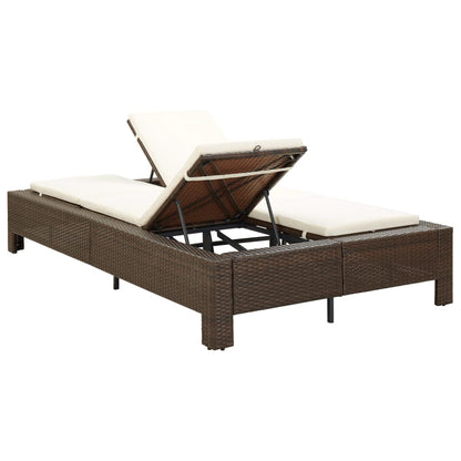 Lettino Prendisole a 2 Posti con Cuscino Marrone in Polyrattan - homemem39