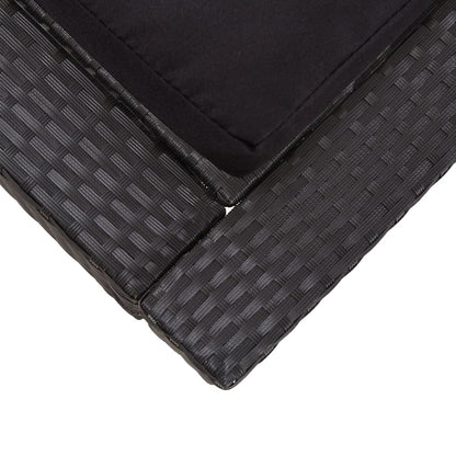 Lettino Prendisole a 2 Posti con Cuscino Nero in Polyrattan - homemem39