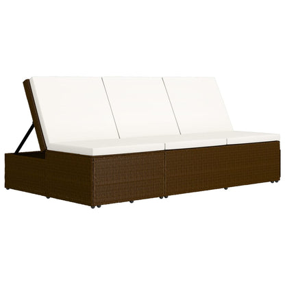 Lettino Prendisole Trasformabile con Cuscino Polyrattan Marrone - homemem39