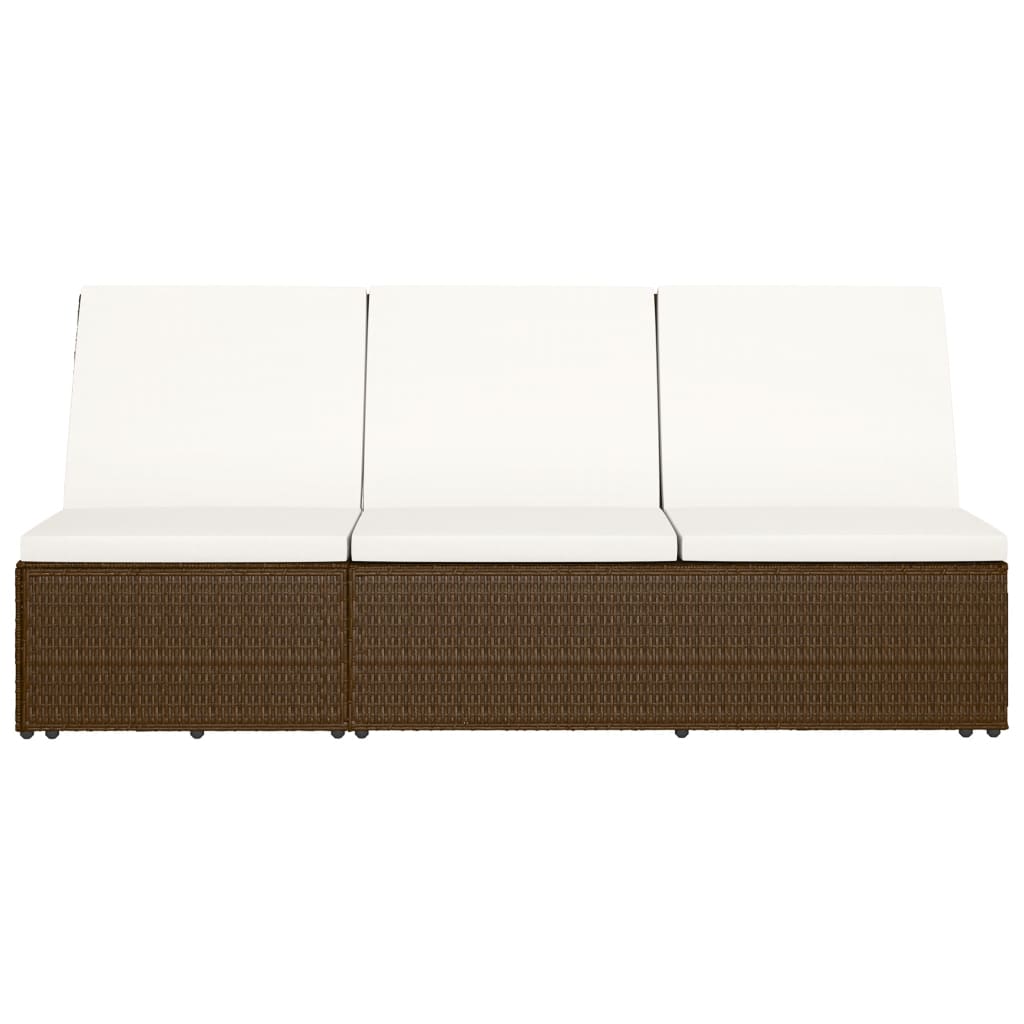 Lettino Prendisole Trasformabile con Cuscino Polyrattan Marrone - homemem39