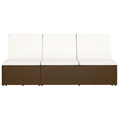 Lettino Prendisole Trasformabile con Cuscino Polyrattan Marrone - homemem39