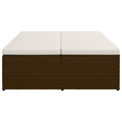 Lettino Prendisole Trasformabile con Cuscino Polyrattan Marrone - homemem39