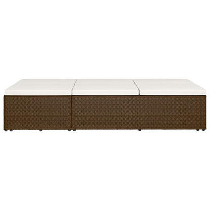 Lettino Prendisole Trasformabile con Cuscino Polyrattan Marrone - homemem39