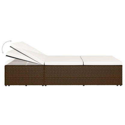 Lettino Prendisole Trasformabile con Cuscino Polyrattan Marrone - homemem39