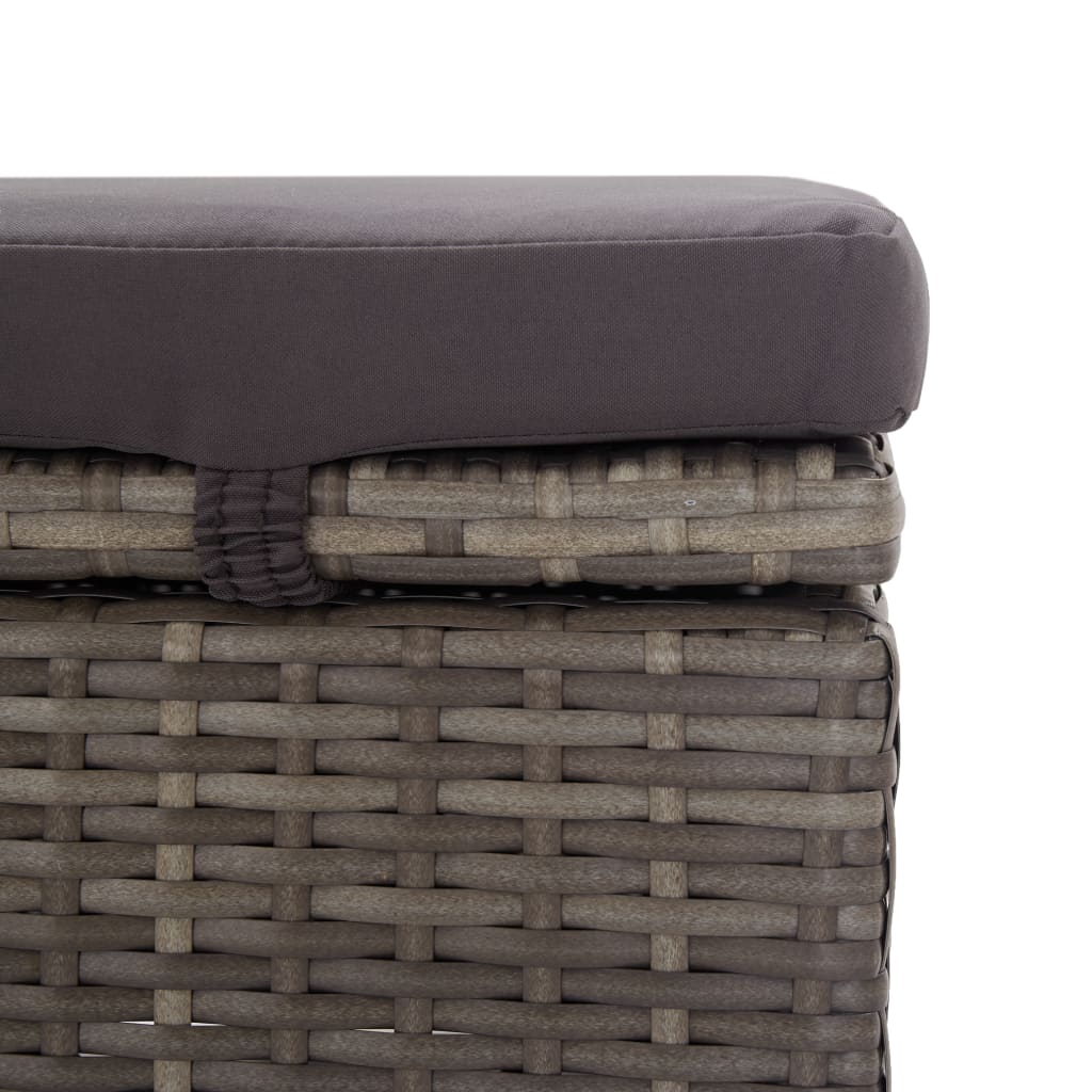 Lettino Prendisole con Tettuccio e Cuscino in Polyrattan Grigio - homemem39