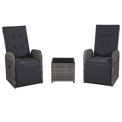 Set da Bistrot 3 pz con Cuscini in Polyrattan Grigio - homemem39