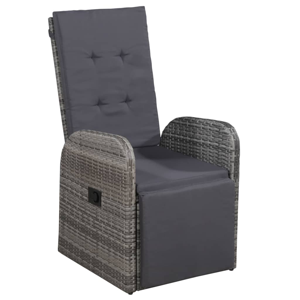 Set da Bistrot 3 pz con Cuscini in Polyrattan Grigio - homemem39