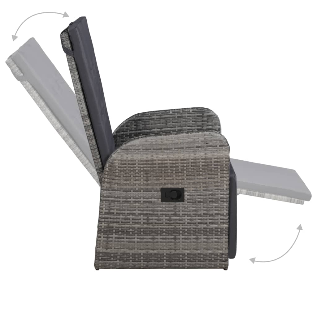 Set da Bistrot 3 pz con Cuscini in Polyrattan Grigio - homemem39