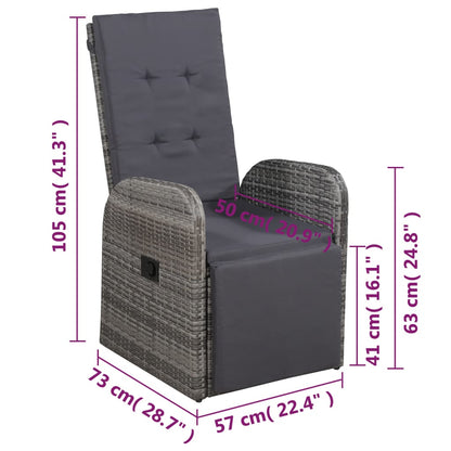 Set da Bistrot 3 pz con Cuscini in Polyrattan Grigio - homemem39