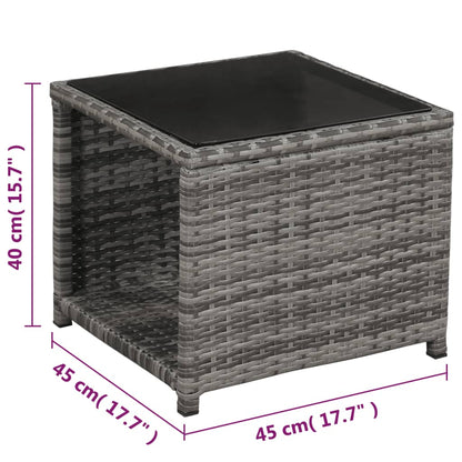 Set da Bistrot 3 pz con Cuscini in Polyrattan Grigio - homemem39