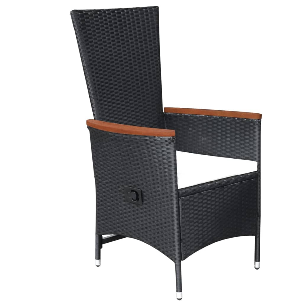 Set da Pranzo da Giardino 9 pz con Cuscini in Polyrattan Nero - homemem39