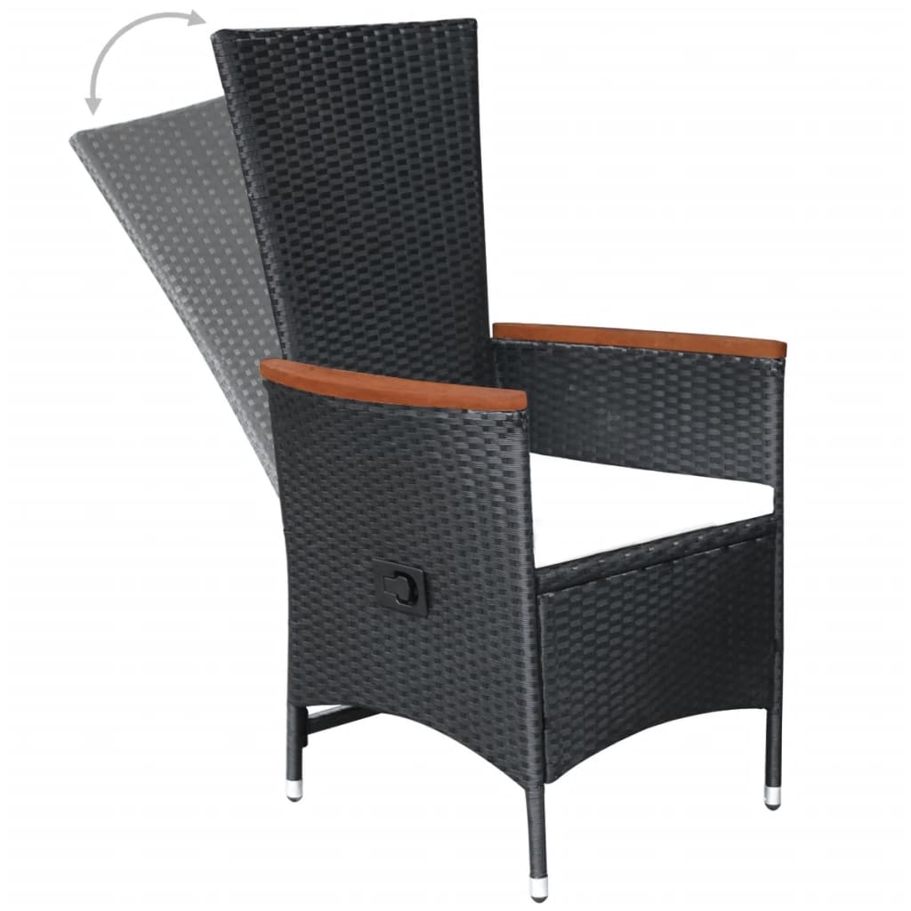 Set da Pranzo da Giardino 9 pz con Cuscini in Polyrattan Nero - homemem39